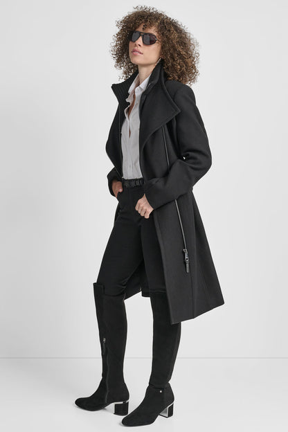 WOOL WRAP JACKET WITH INSERT Black | DKNY