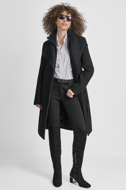 WOOL WRAP JACKET WITH INSERT Black | DKNY