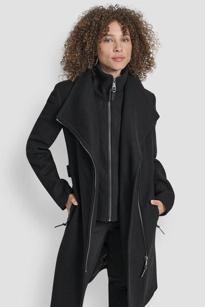 WOOL WRAP JACKET WITH INSERT Black | DKNY