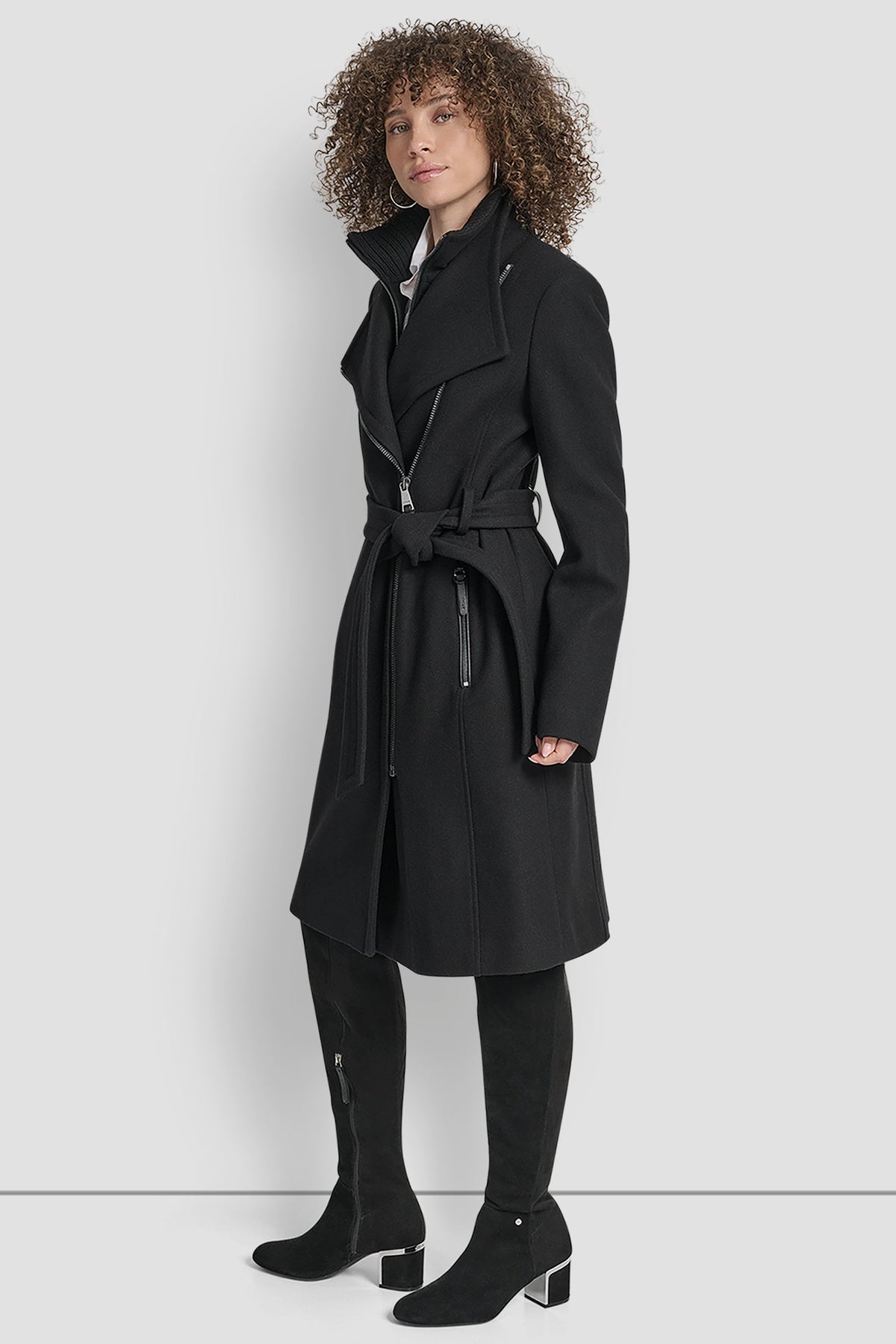 WOOL WRAP JACKET WITH INSERT Black | DKNY