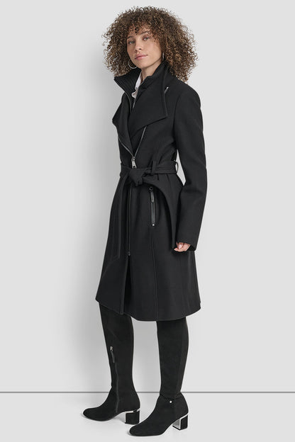 WOOL WRAP JACKET WITH INSERT Black | DKNY