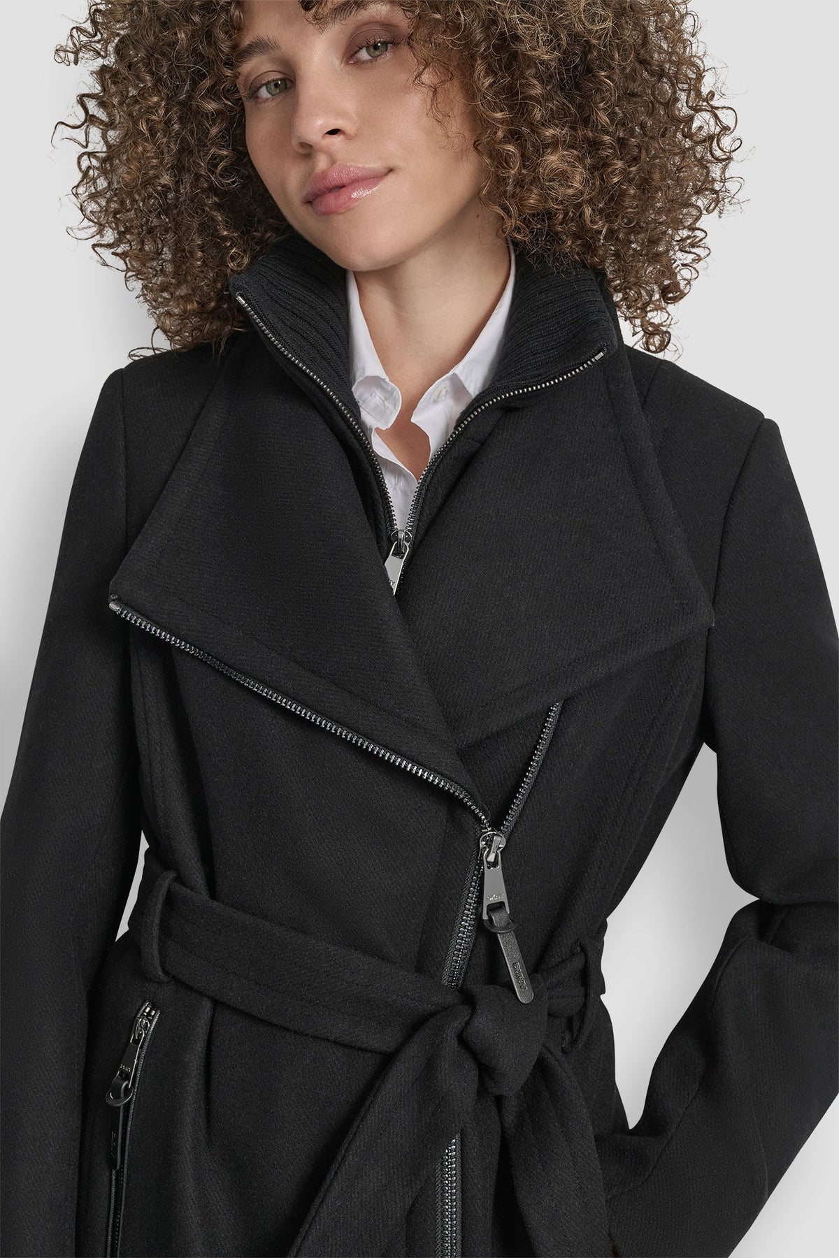 WOOL WRAP JACKET WITH INSERT Black | DKNY
