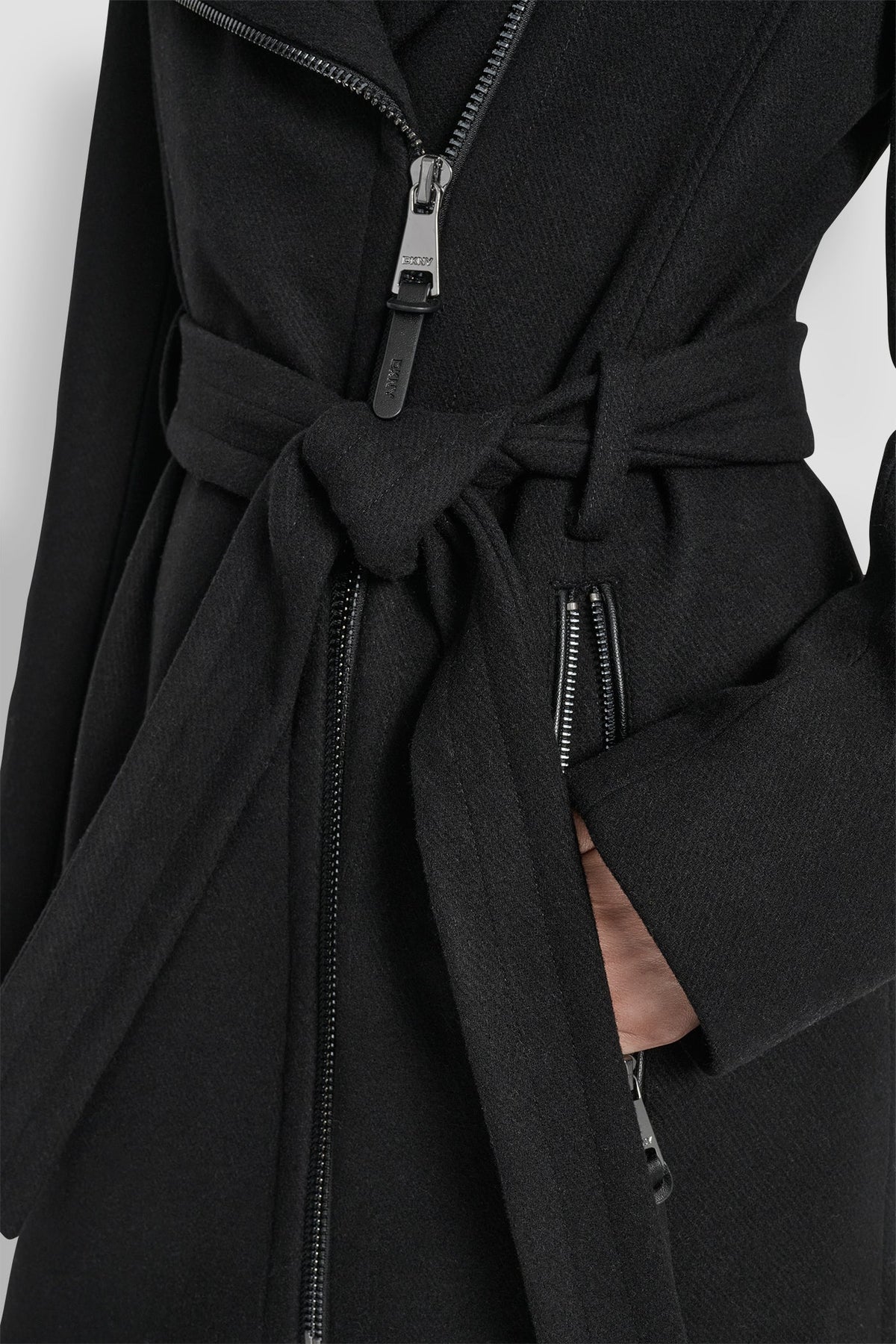 WOOL WRAP JACKET WITH INSERT Black | DKNY
