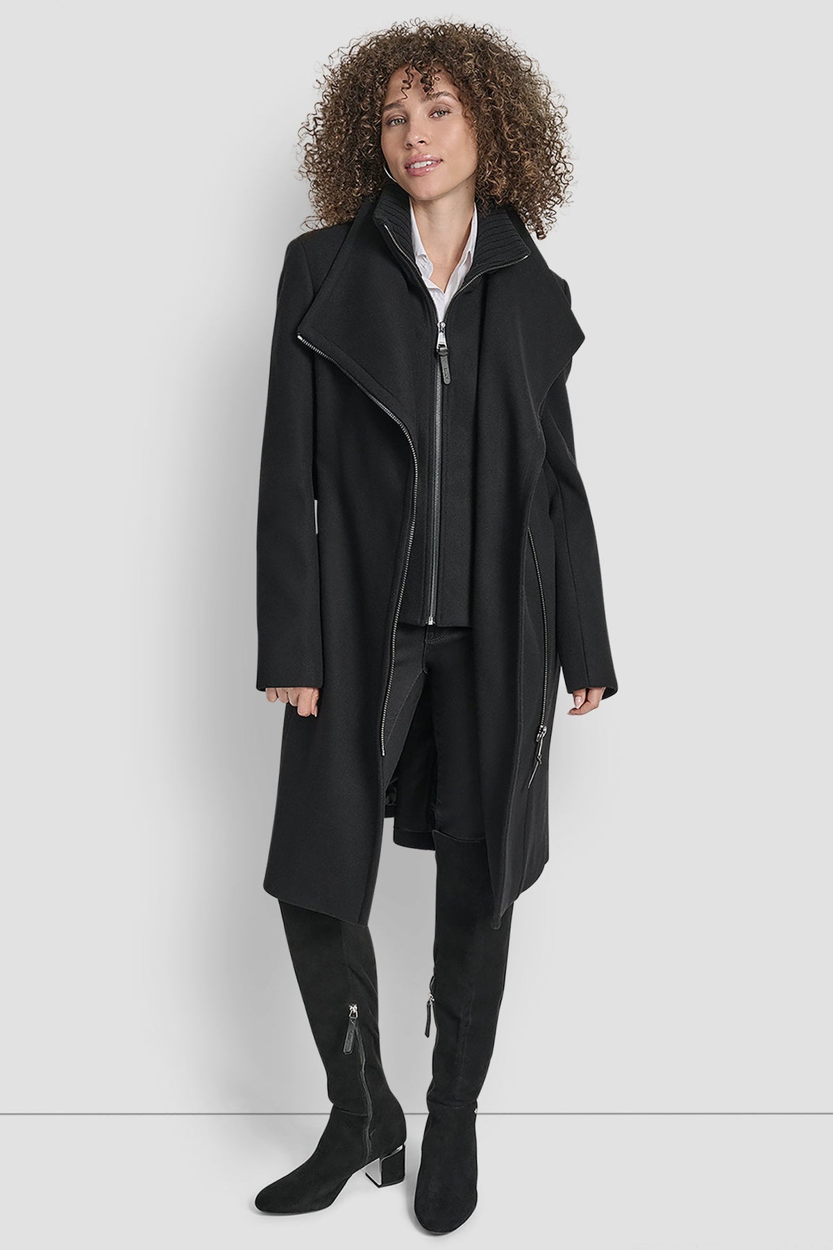 WOOL WRAP JACKET WITH INSERT Black | DKNY