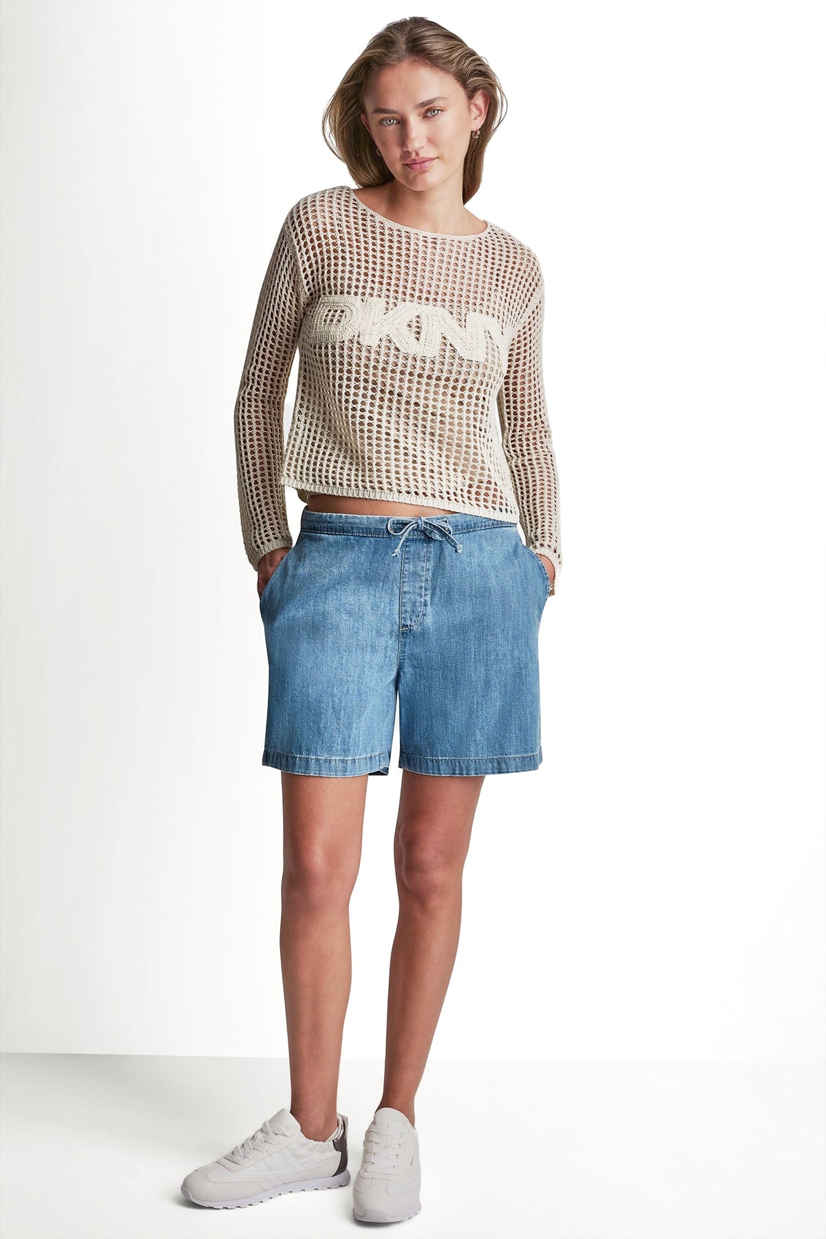 MID-RISE RELAXED DENIM SHORT WITH DRAWCORD Paladino | DKNY