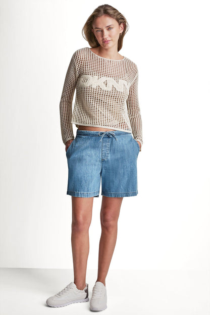 MID-RISE RELAXED DENIM SHORT WITH DRAWCORD Paladino | DKNY