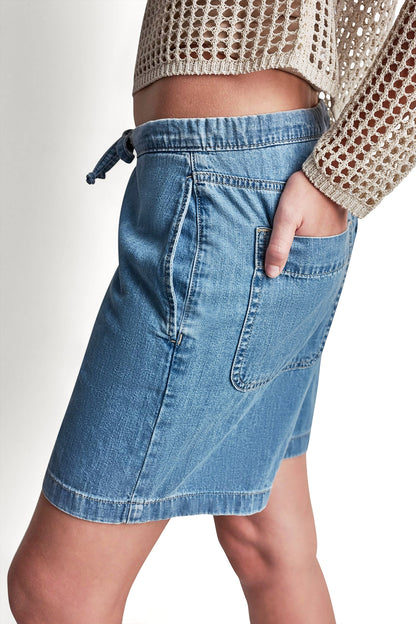 MID-RISE RELAXED DENIM SHORT WITH DRAWCORD Paladino | DKNY