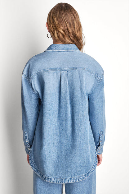 DENIM SHIRT WITH LOGO CUTOUT Eden | DKNY