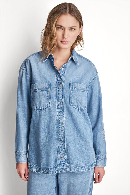 DENIM SHIRT WITH LOGO CUTOUT Eden | DKNY
