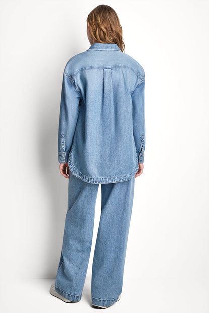 DENIM SHIRT WITH LOGO CUTOUT Eden | DKNY