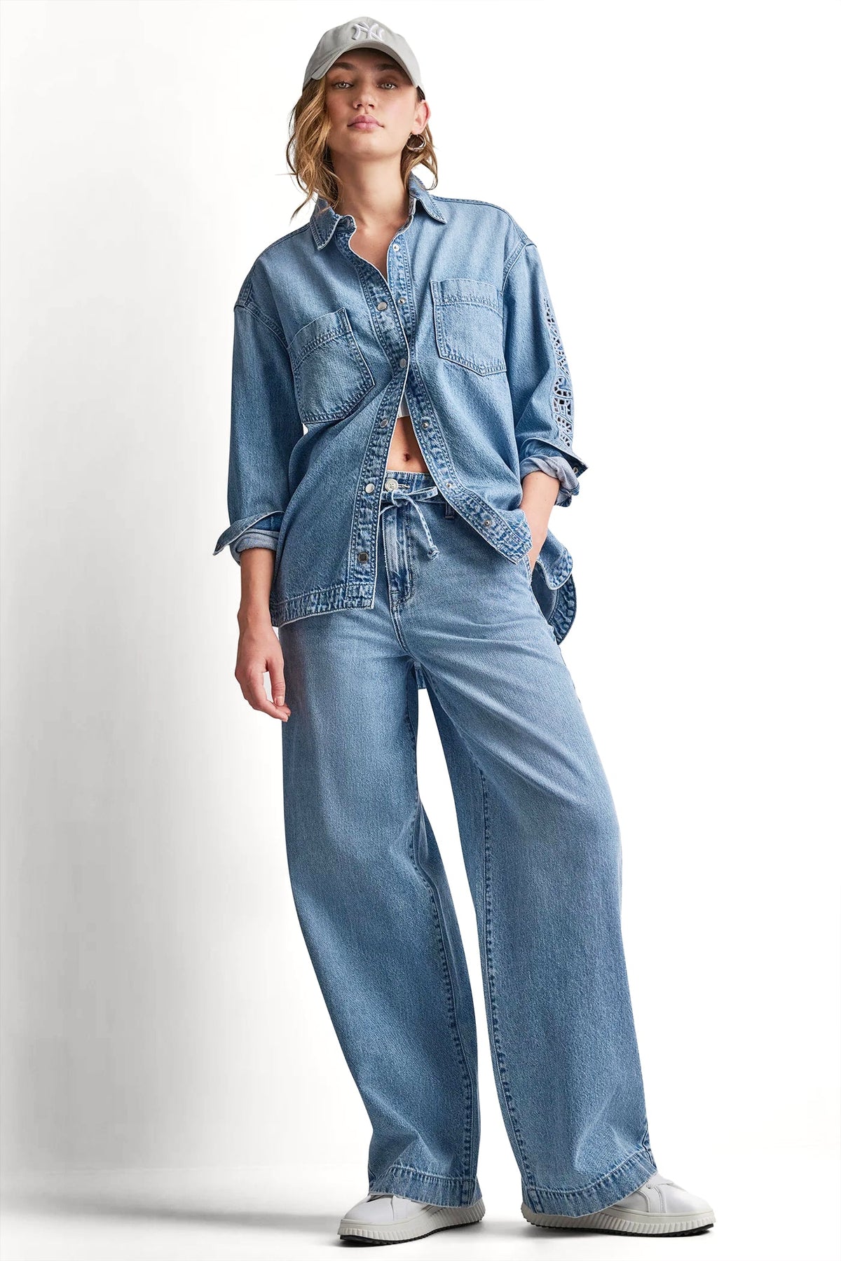 DENIM SHIRT WITH LOGO CUTOUT Eden | DKNY