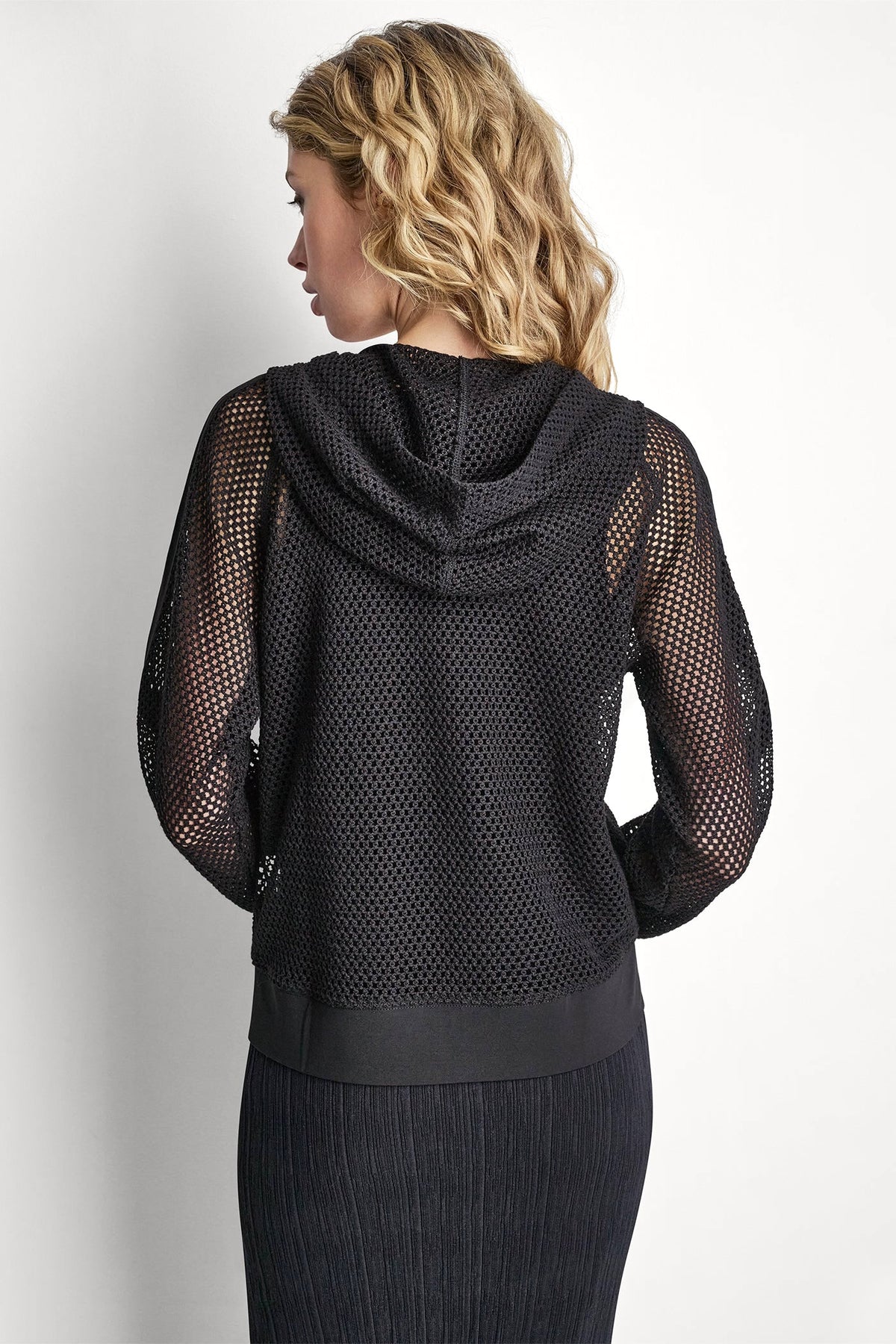 MESH LOGO ZIP-UP HOODIE Black | DKNY