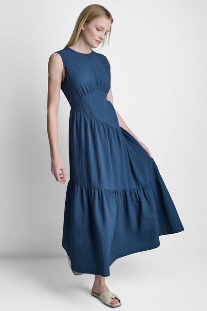 SLEEVELESS MAXI A-LINE DRESS Indigo | DKNY