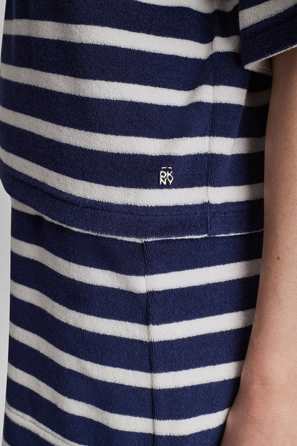 TOWELLING TERRY STRIPE BOXY POLO Travertine/Eggnog | DKNY