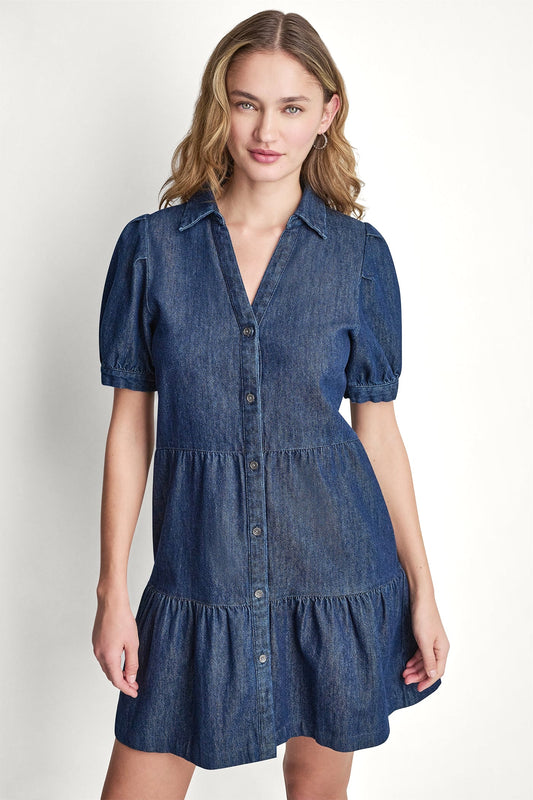 DENIM MINI DRESS Carmine Wash | DKNY