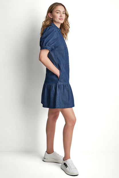 DENIM MINI DRESS Carmine Wash | DKNY