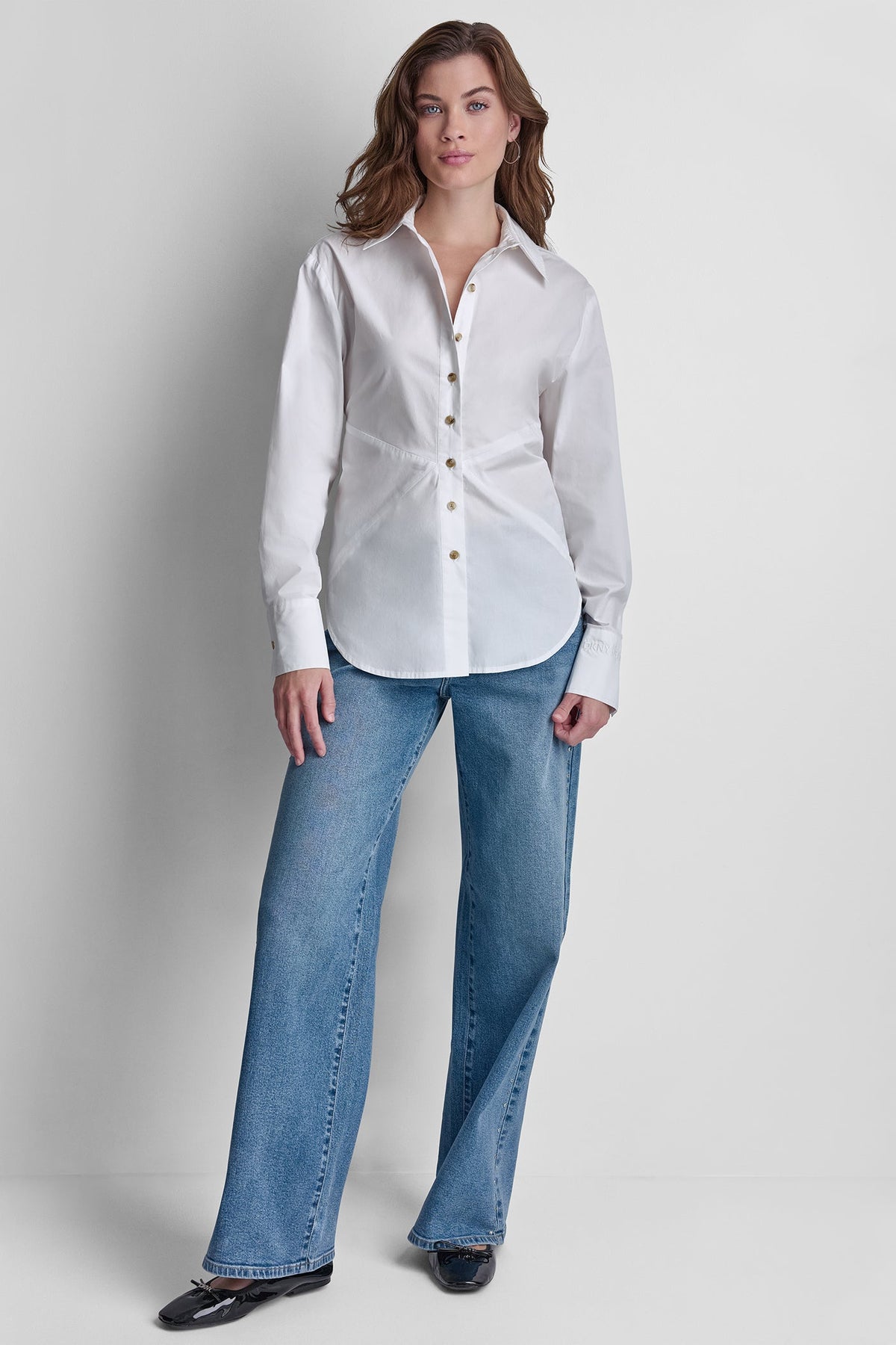 POPLIN CUTOUT TIE BACK SHIRT White | DKNY