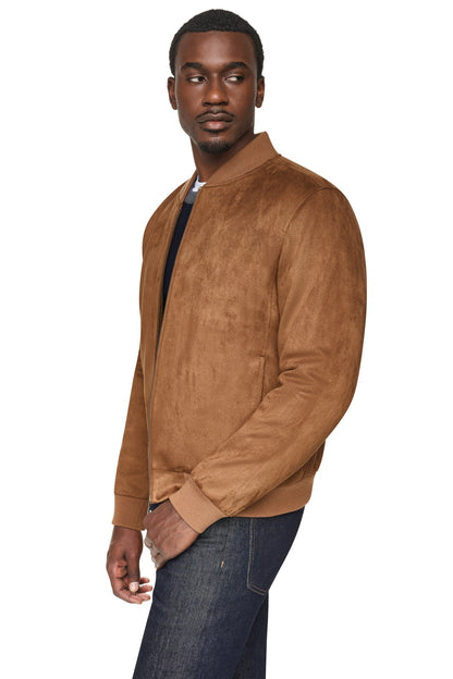 FAUX SUEDE BOMBER JACKET Dark Brown | DKNY