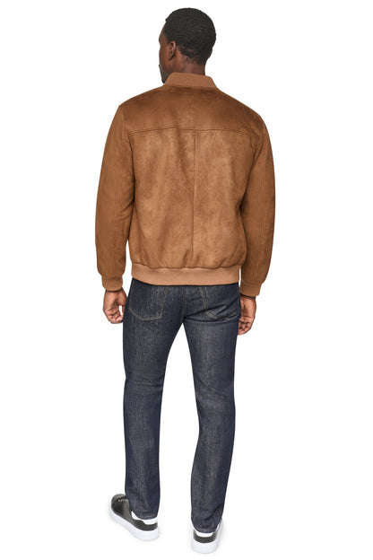 FAUX SUEDE BOMBER JACKET Dark Brown | DKNY