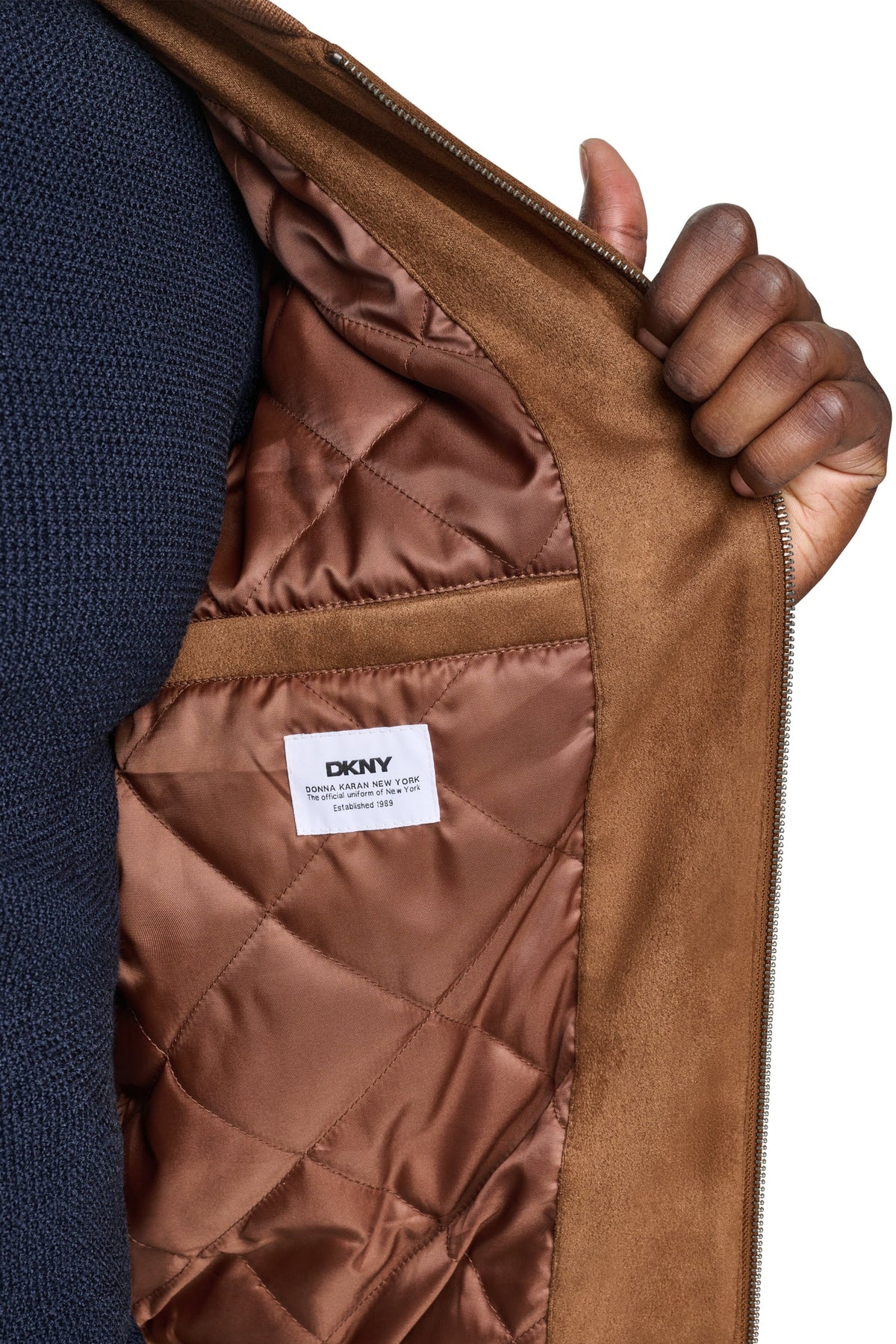 FAUX SUEDE BOMBER JACKET Dark Brown | DKNY
