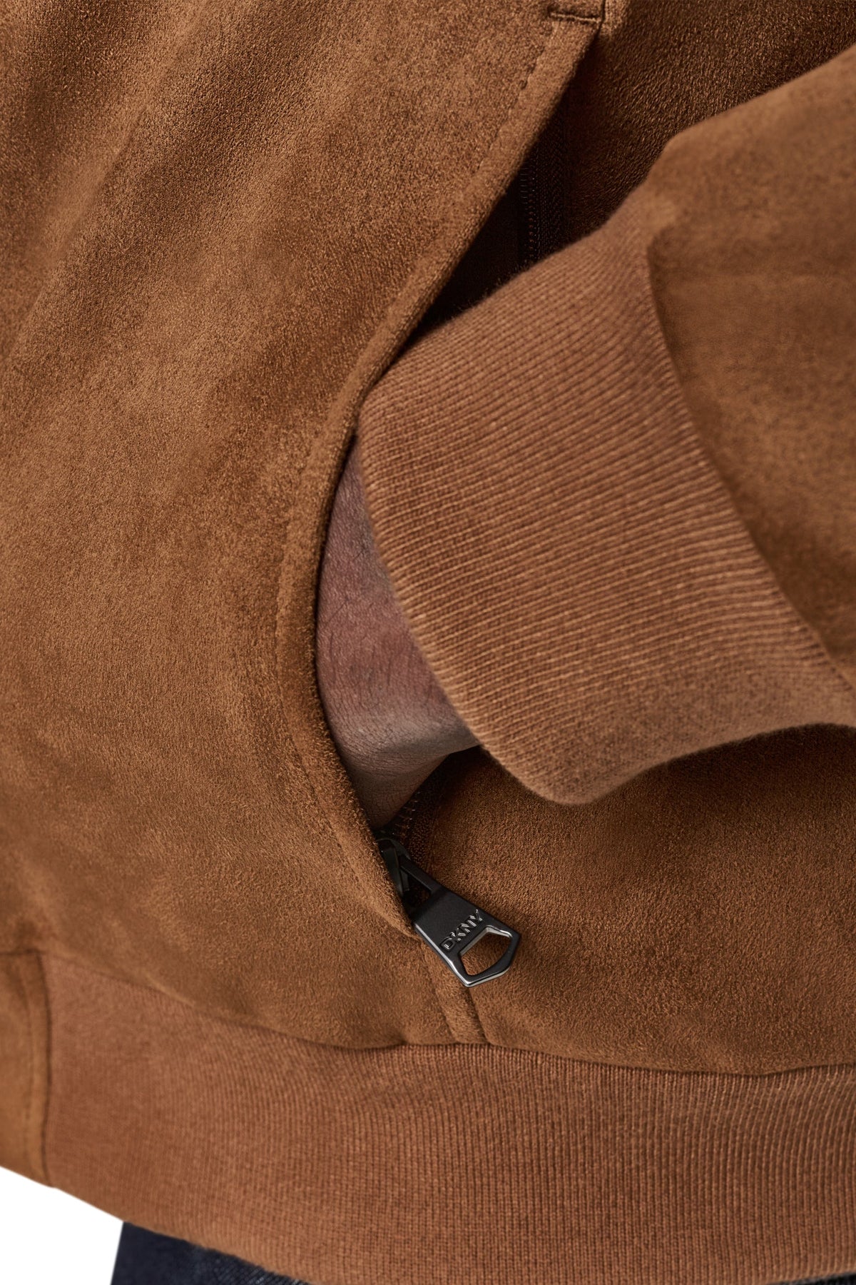FAUX SUEDE BOMBER JACKET Dark Brown | DKNY