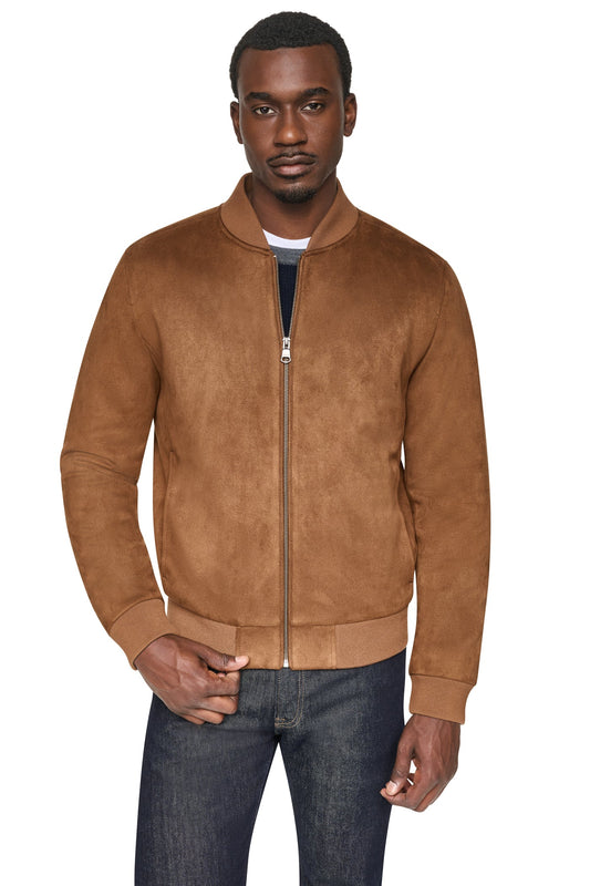 FAUX SUEDE BOMBER JACKET Black | DKNY