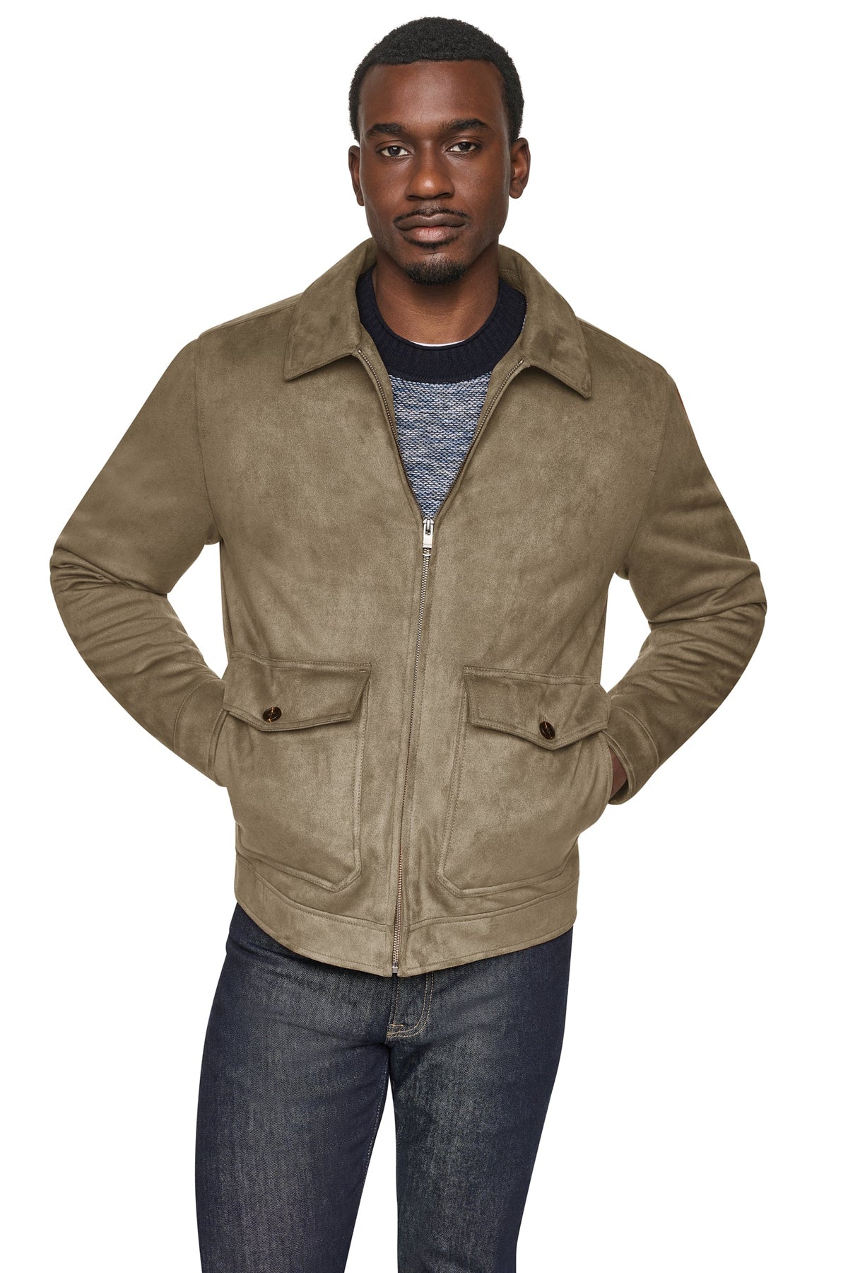 FAUX SUEDE TRUCKER JACKET Chocolate | DKNY