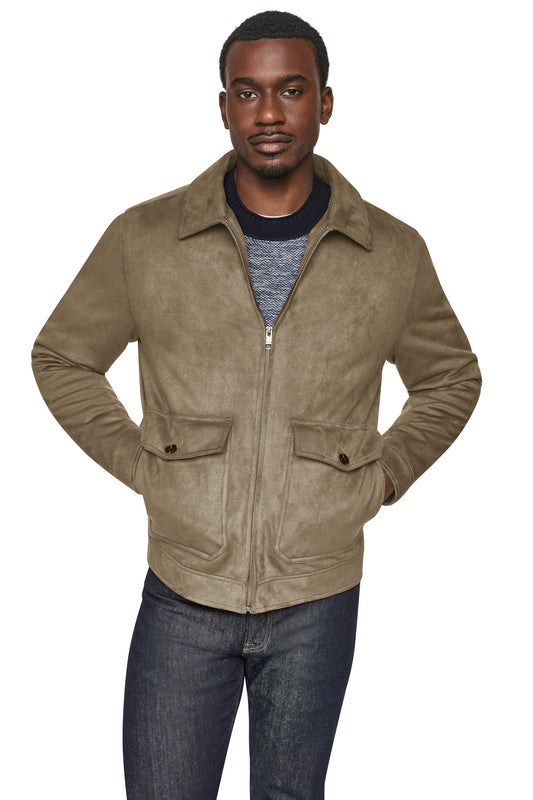 FAUX SUEDE TRUCKER JACKET Chocolate | DKNY