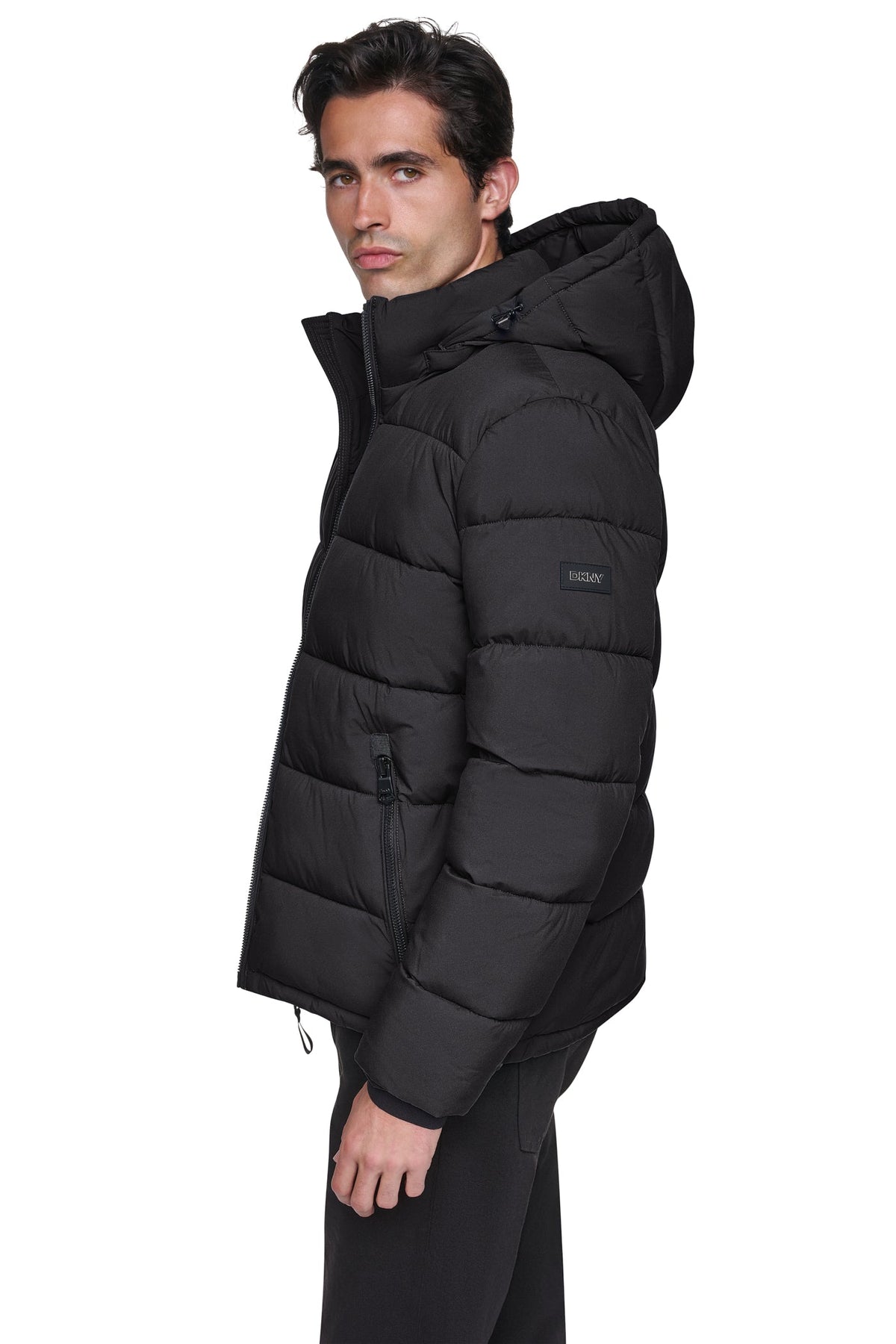 HEAVY WEIGHT HOODED PUFFER Blue Edge | DKNY