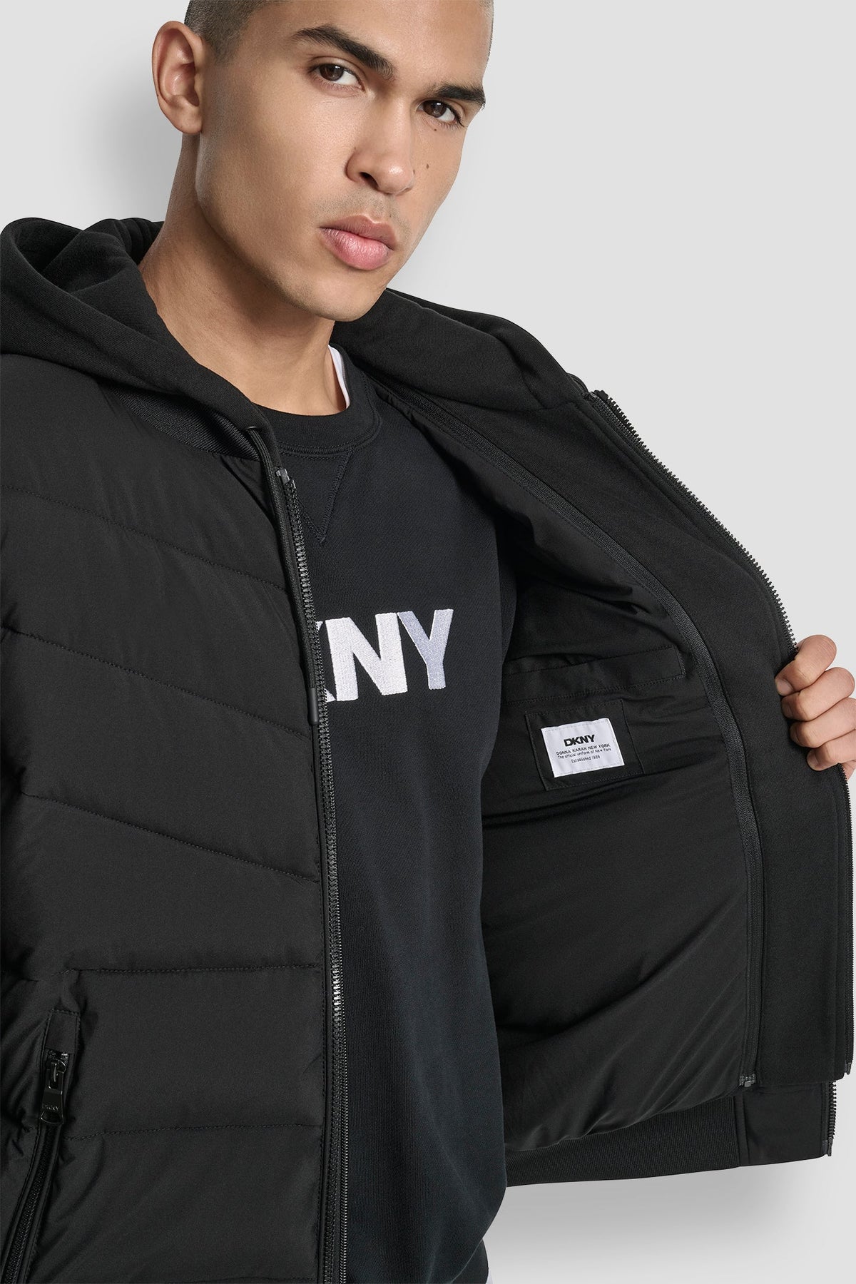 STRETCH BOMBER JACKET NAVY | DKNY