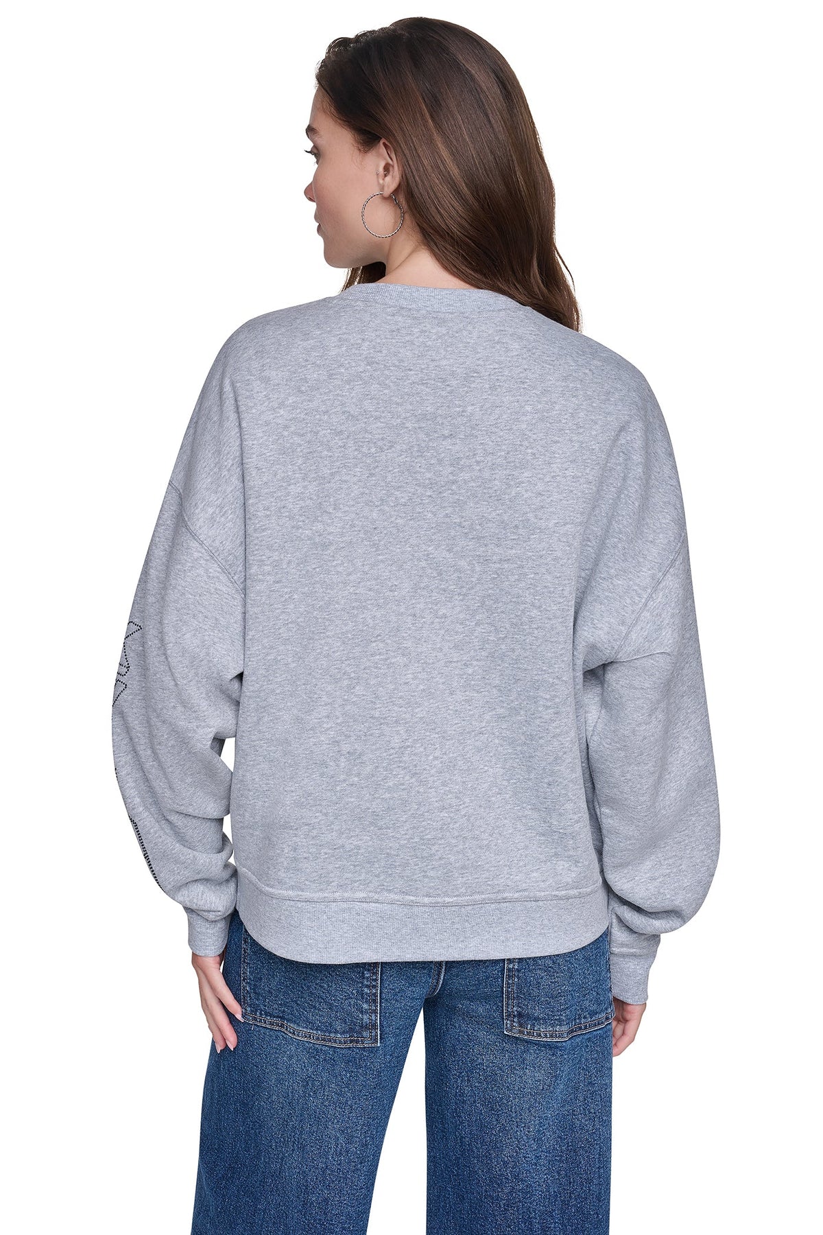 RHINESTONE GRAFFITI LOGO SWEATSHIRT Pearl Grey Heather/Black | DKNY