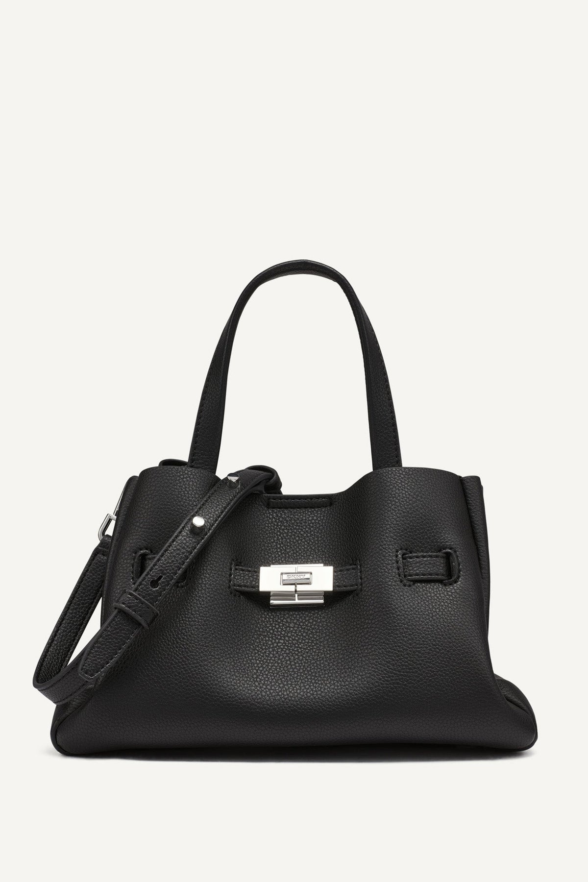 BRYAR SMALL SATCHEL BLACK/SILVER | DKNY