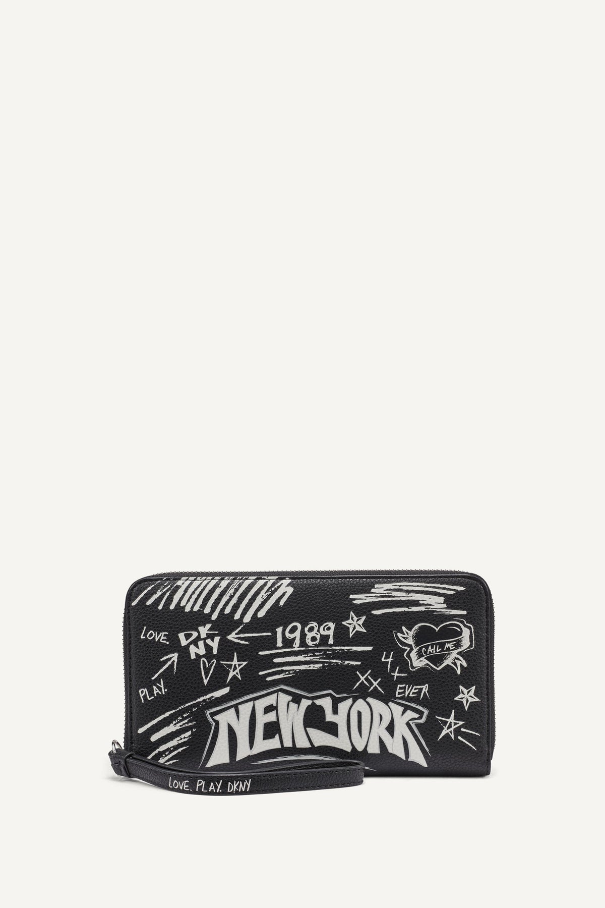BRYAR LARGE ZIP AROUND WALLET WITH WRISTLET Black | DKNY