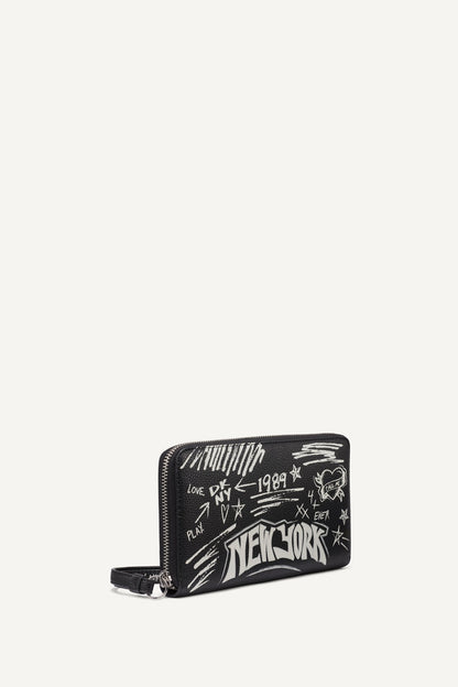 BRYAR LARGE ZIP AROUND WALLET WITH WRISTLET Black | DKNY