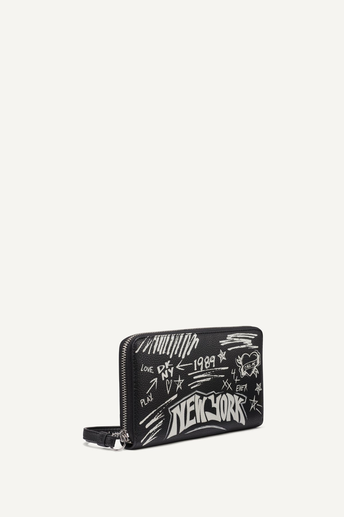 BRYAR LARGE ZIP AROUND WALLET WITH WRISTLET Black | DKNY