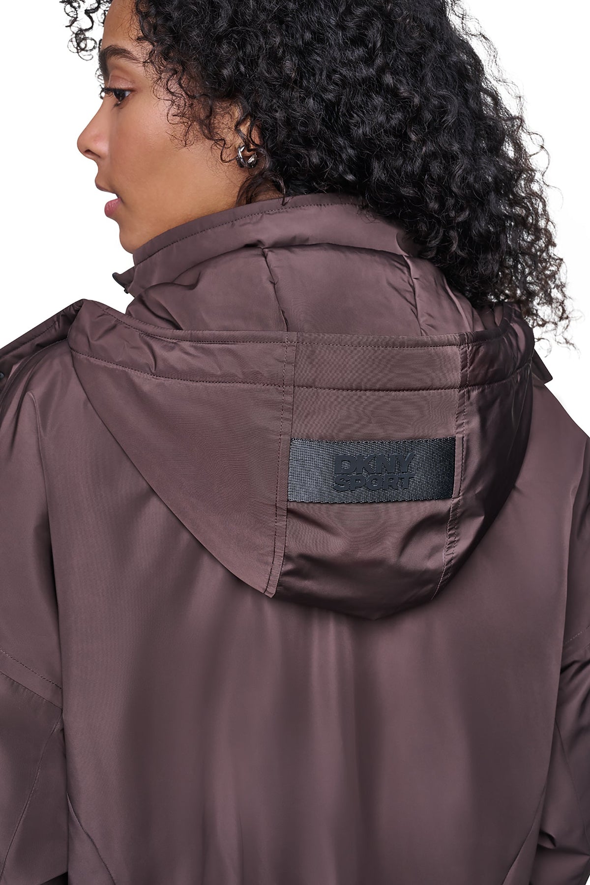 OVERSIZED LOGO HOODED JACKET Travertine/Festive Pink | DKNY