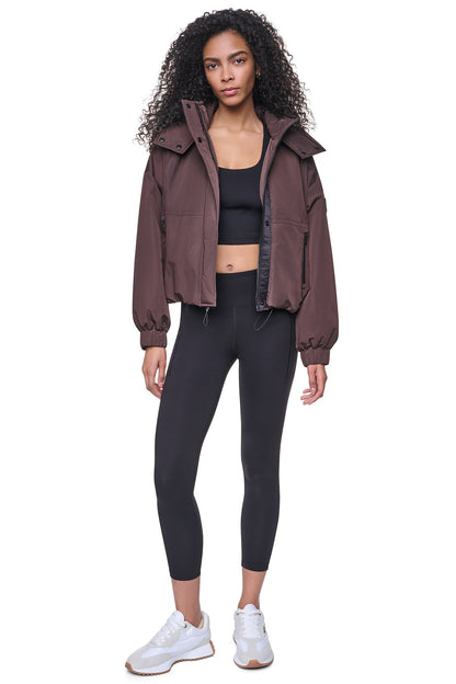 OVERSIZED LOGO HOODED JACKET Travertine/Festive Pink | DKNY