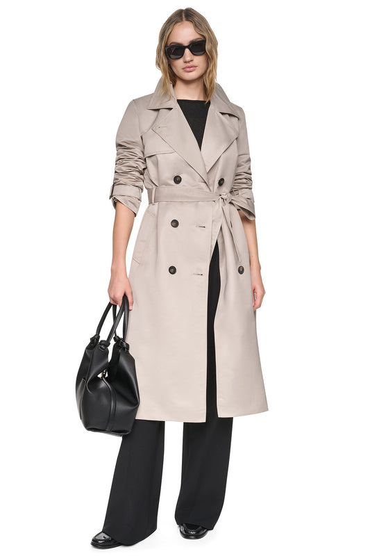 DOUBLE BREASTED QUILTED HOOD TRENCH Birch | DKNY