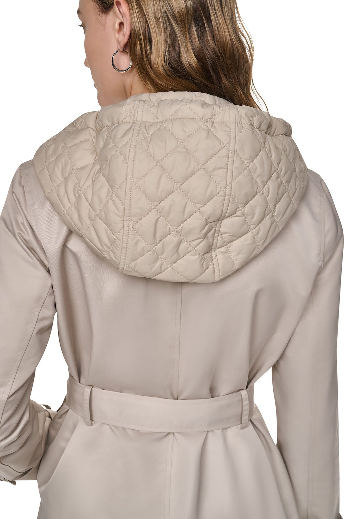 DOUBLE BREASTED QUILTED HOOD TRENCH Birch | DKNY