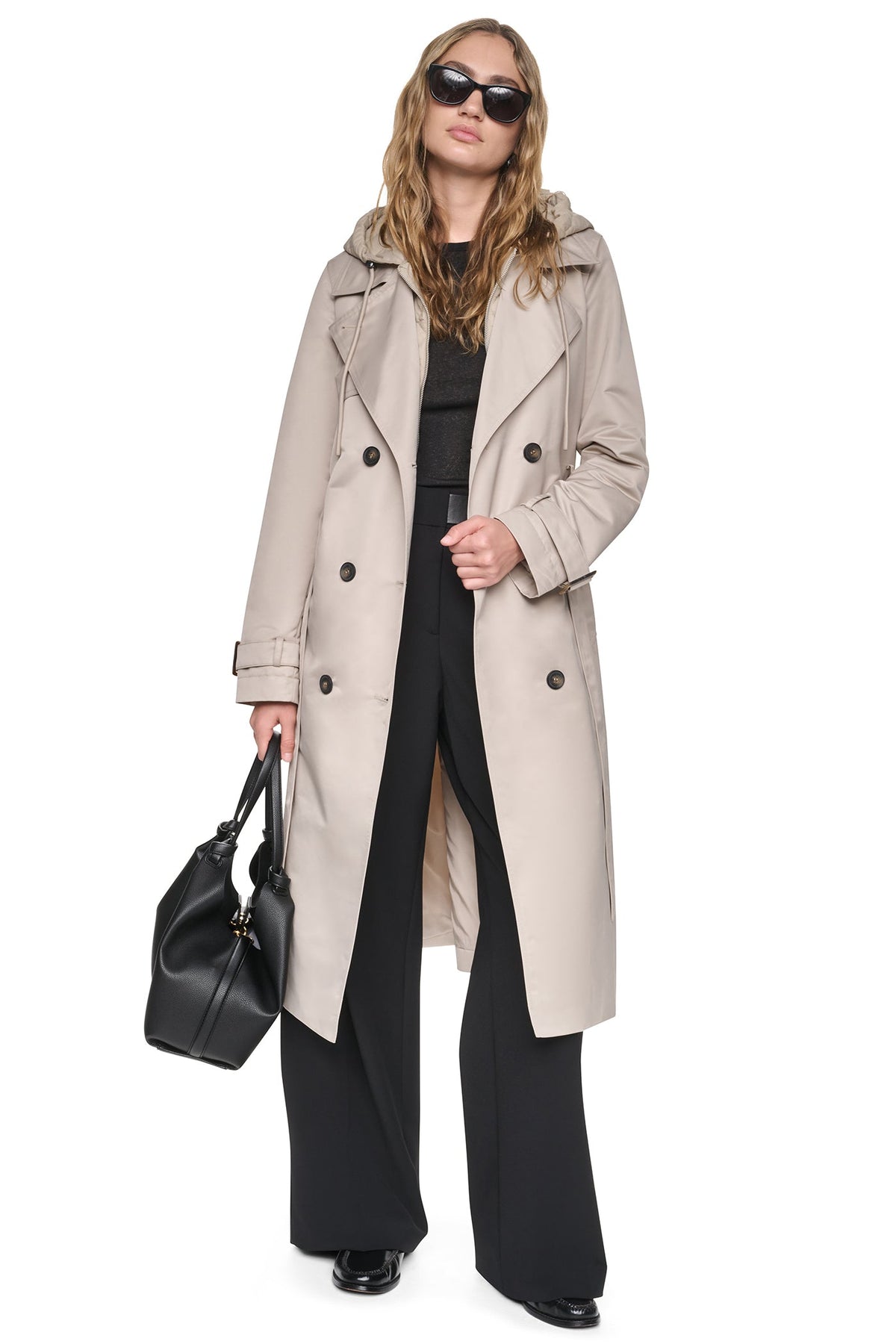 DOUBLE BREASTED QUILTED HOOD TRENCH Birch | DKNY