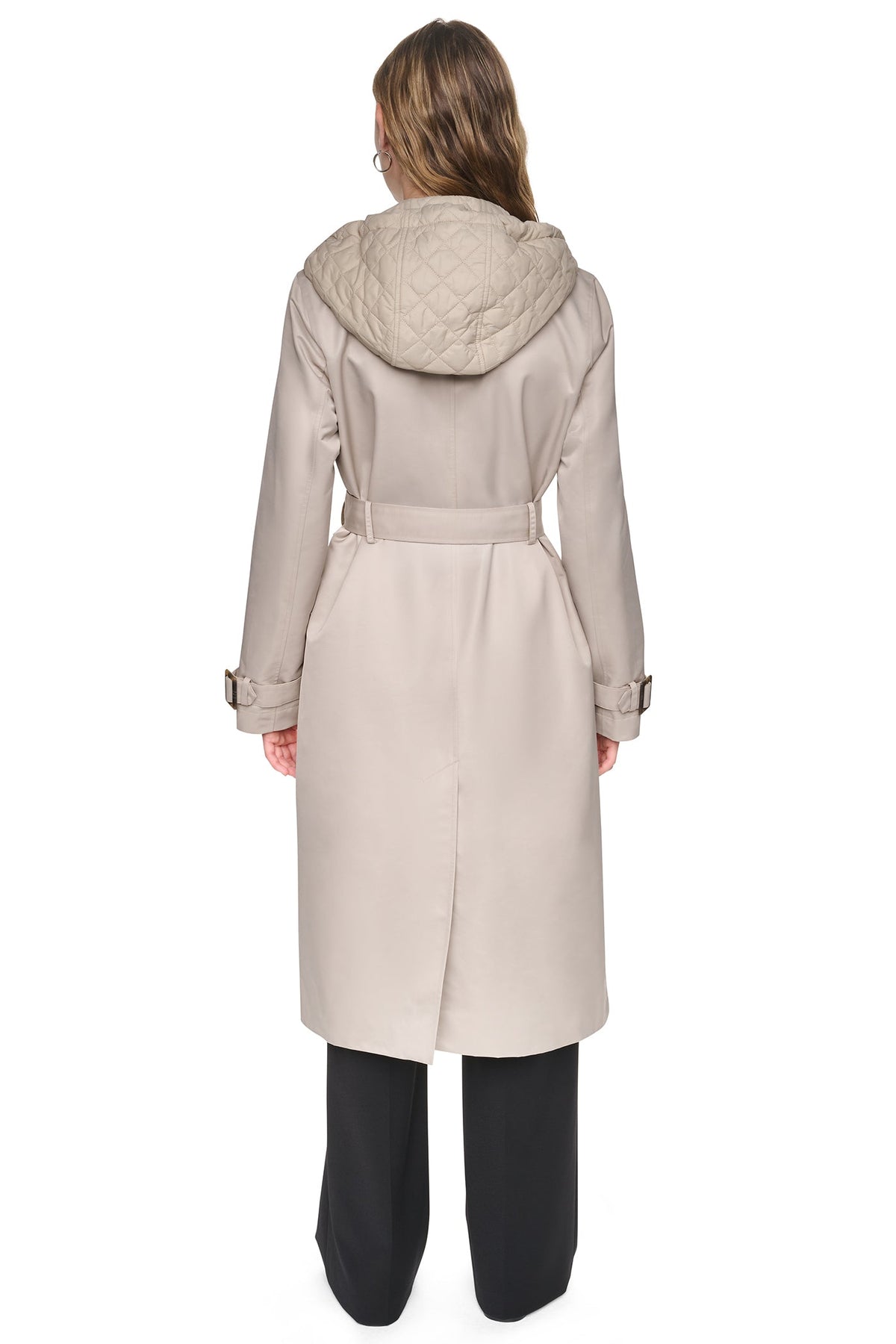 DOUBLE BREASTED QUILTED HOOD TRENCH Birch | DKNY