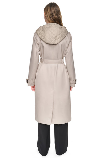 DOUBLE BREASTED QUILTED HOOD TRENCH Birch | DKNY