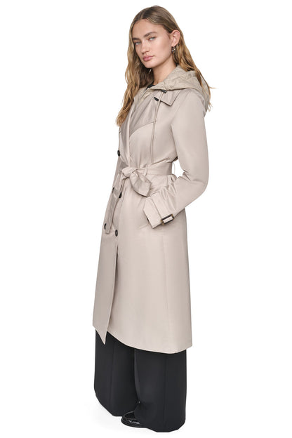 DOUBLE BREASTED QUILTED HOOD TRENCH Birch | DKNY