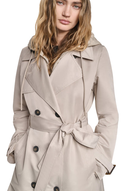 DOUBLE BREASTED QUILTED HOOD TRENCH Birch | DKNY