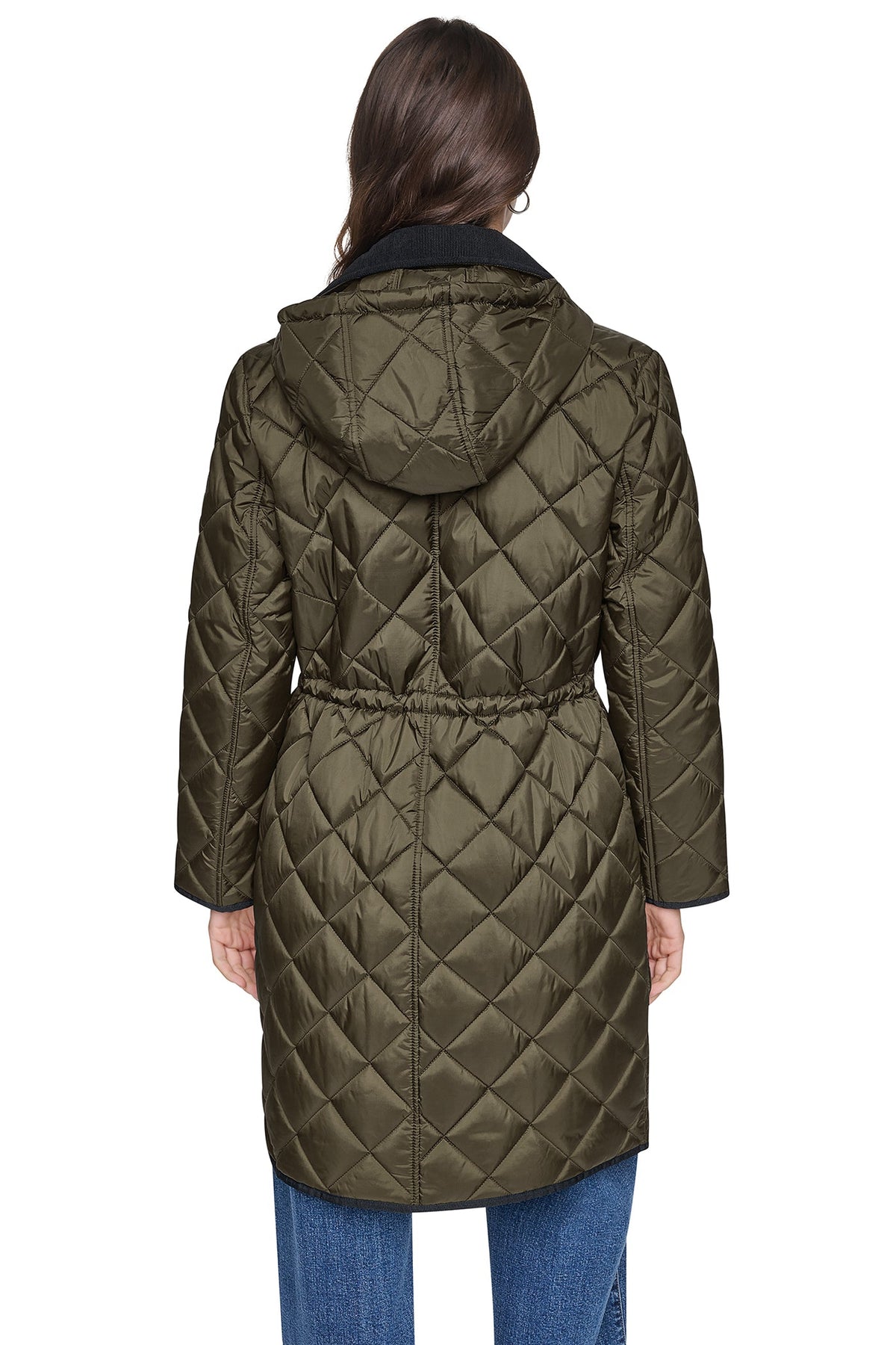 CORDUROY COLLAR HOODED QUILTED COAT Loden | DKNY