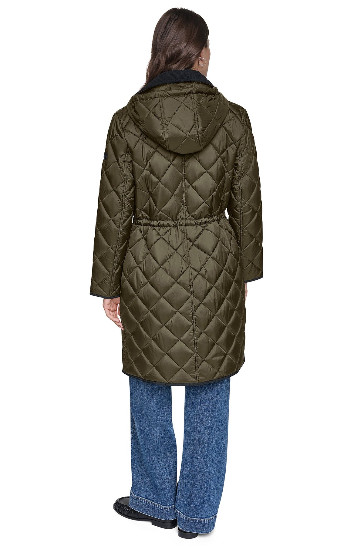 CORDUROY COLLAR HOODED QUILTED COAT Loden | DKNY