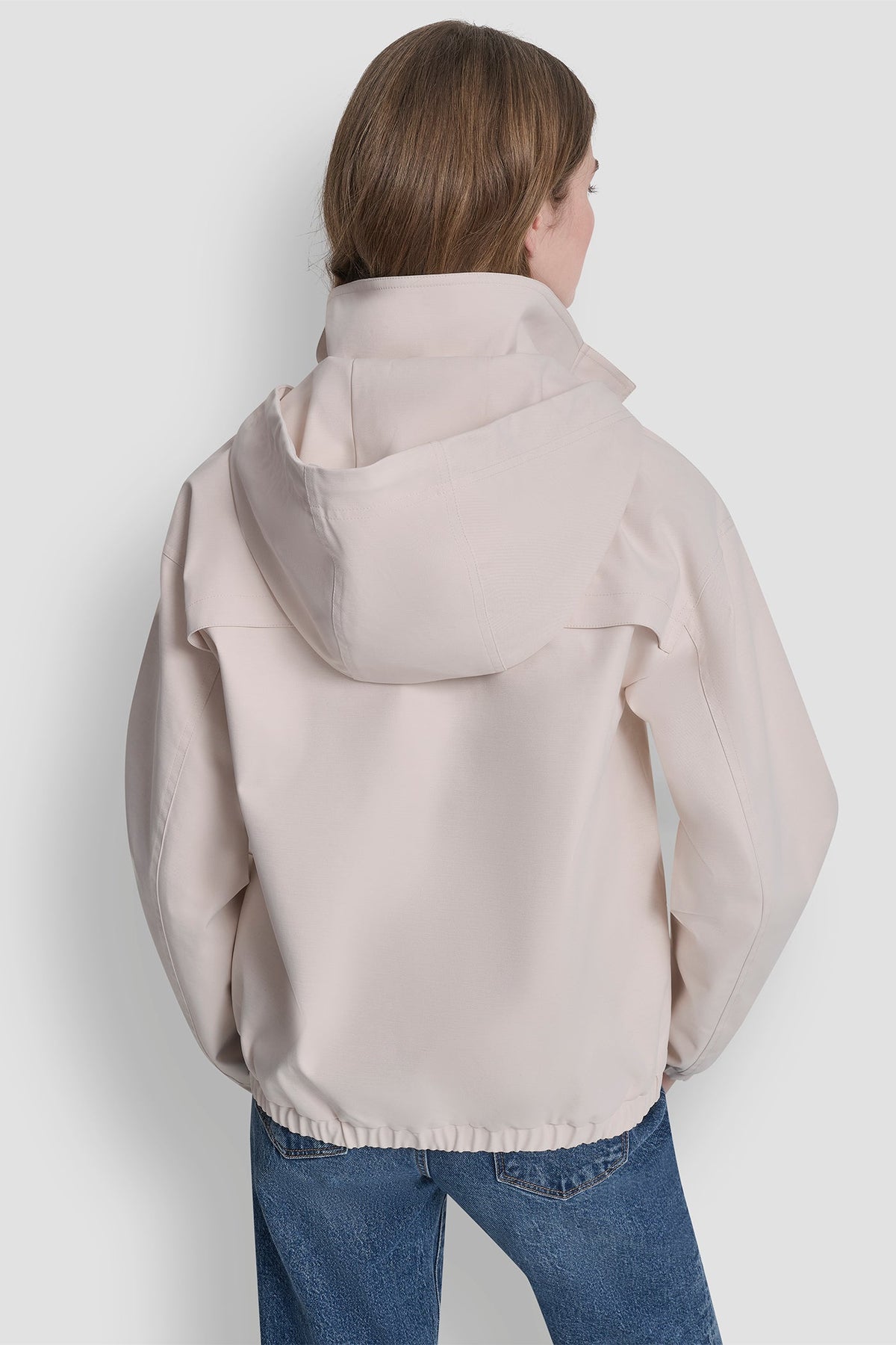 HIGH COLLAR BOMBER JACKET WITH HOOD Parchment | DKNY