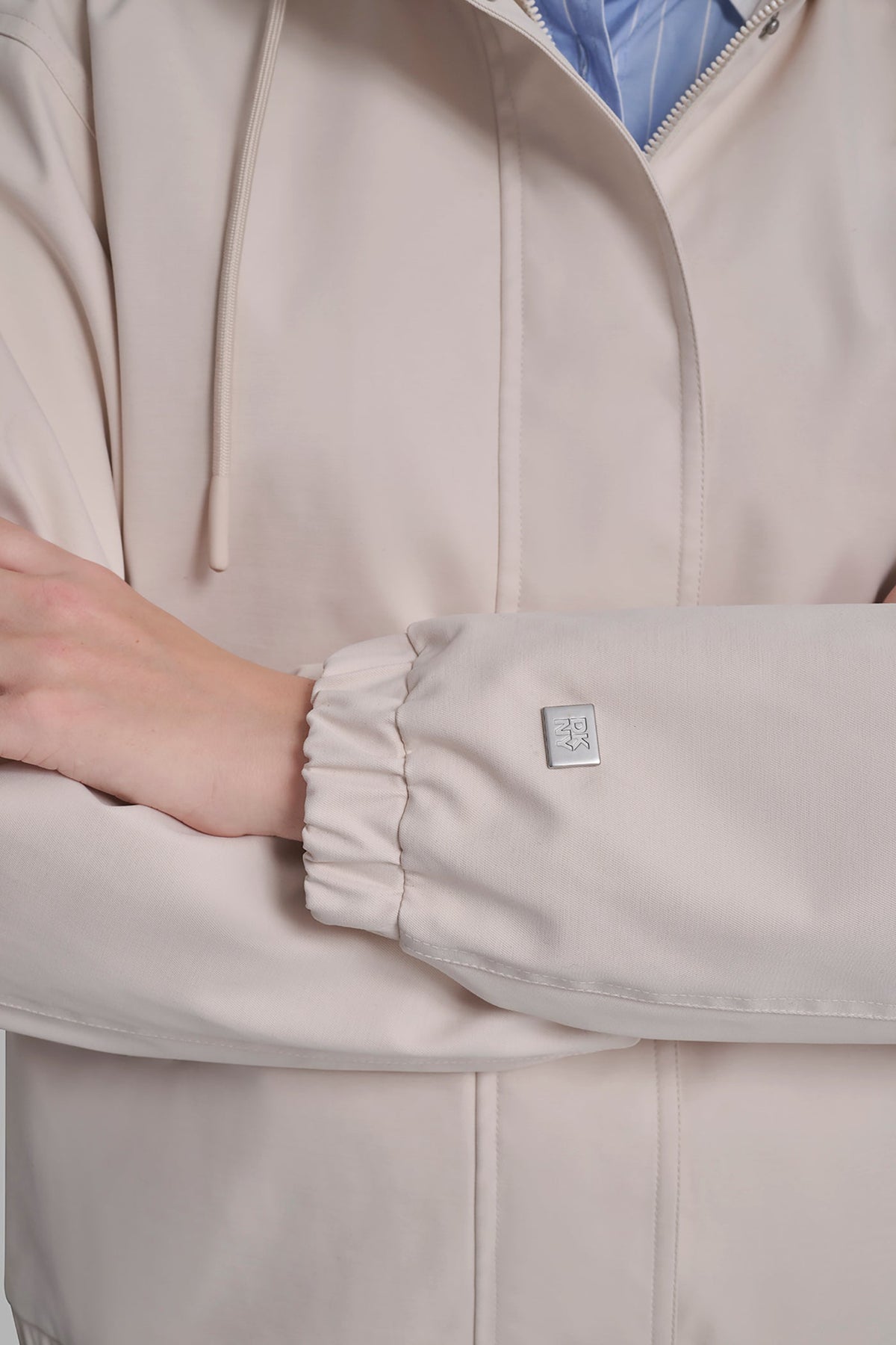 HIGH COLLAR BOMBER JACKET WITH HOOD Parchment | DKNY