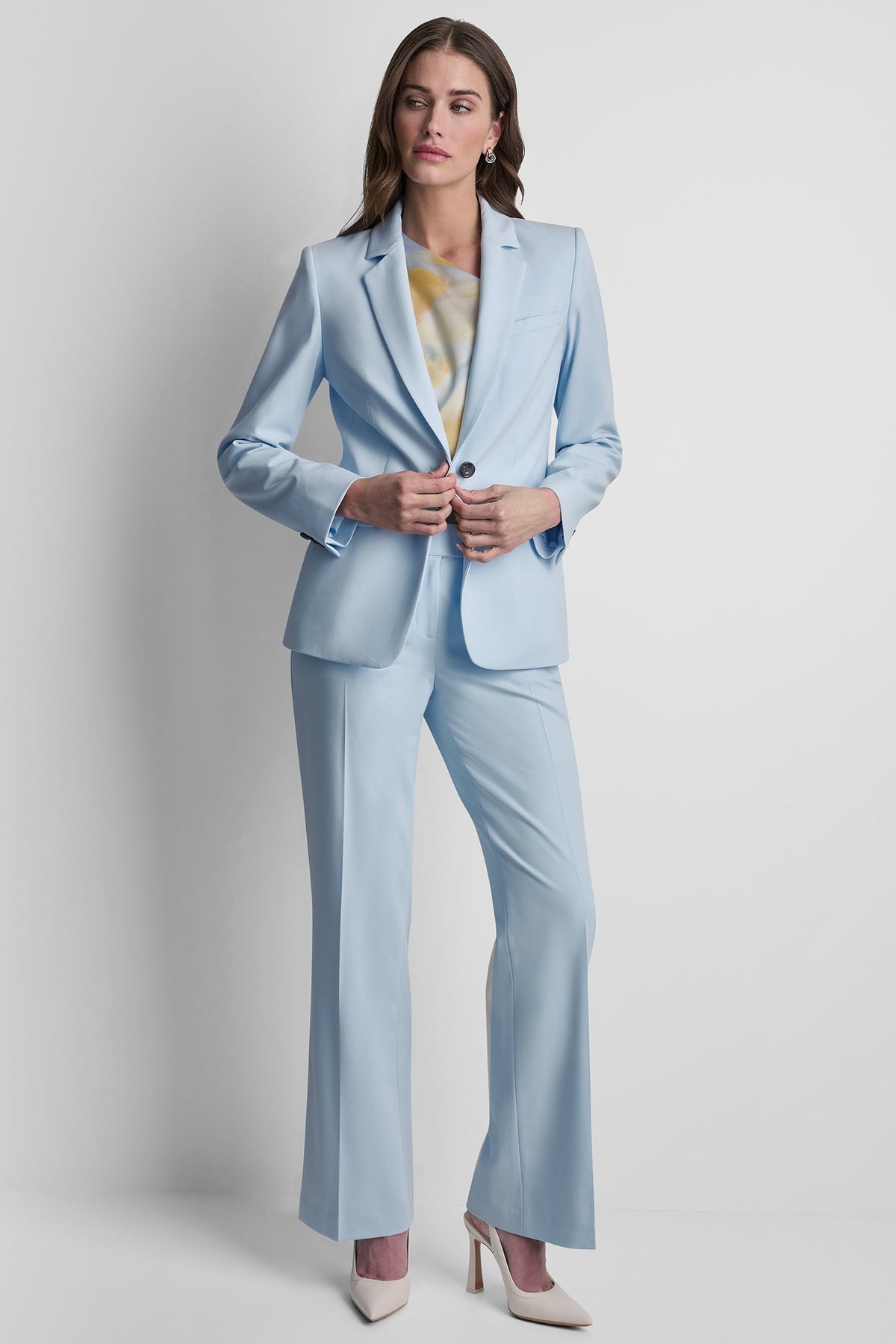 SINGLE BUTTON FRONT BLAZER Light Blue | DKNY