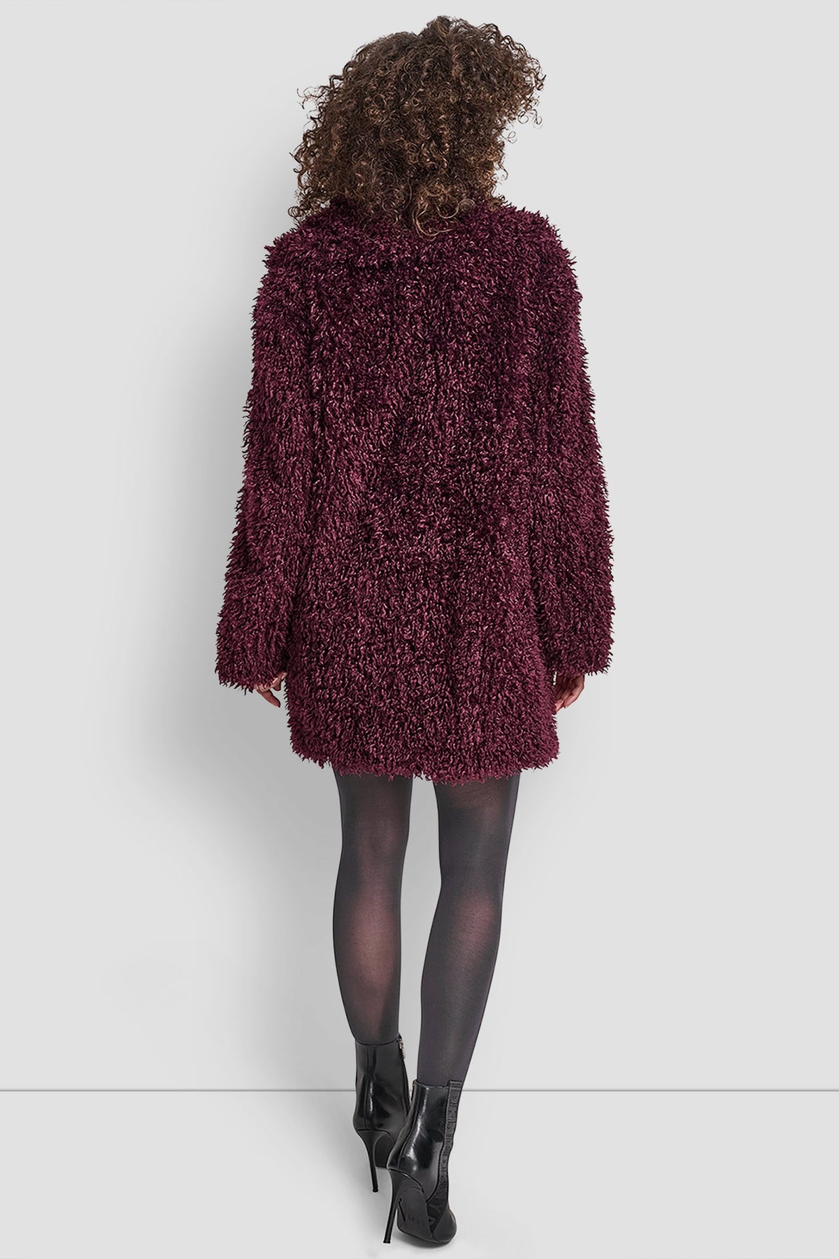 FAUX TEDDY FUR JACKET BORDEAUX | DKNY